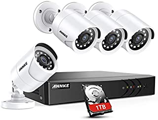 ANNKE 8 Channel Security Camera System 5-in-1 5MP lite H.265+ DVR with 1TB Surveillance Hard Disk Drive and (4) Weatherproof HD-TVI Bullet Cameras with IR-cut Night Vision LEDs, Instant email alert-Y200