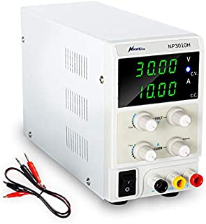 DC Power Supply Variable 30V/10A High Precision Adjustable CC/CV Power Supply 4-Digital LED Display with Free Alligator Clip for Lab Equipment, DIY Tool, Repair, Electronic Testing