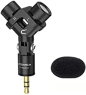 Stereo Camera Microphone CVM-VS10 Super-Cardioid Condenser Video Microphone, Mini Shotgun Micro for Canon Nikon Sony DSLR Cameras Camcorder, Full Metal Mics for GoPro Smartphone(3.5mm TRS Jack)