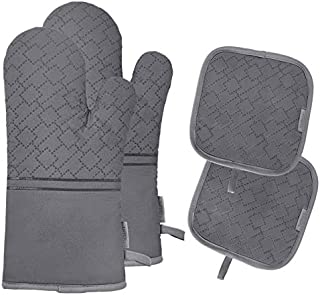 Tormays 4pcs Oven Mitts and Pot Holders Sets, 572 Heat Resistant Oven Glove, Soft Cotton Lining with Non-Slip Surface for Kitchen Baking BBQ Grilling