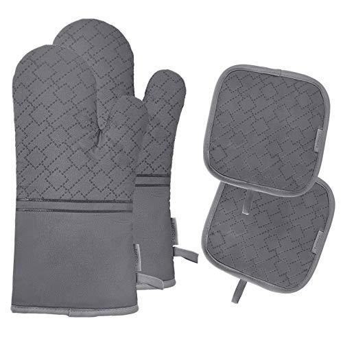 Tormays 4pcs Oven Mitts and Pot Holders Sets, 572 Heat Resistant Oven Glove, Soft Cotton Lining with Non-Slip Surface for Kitchen Baking BBQ Grilling