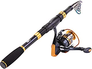Sougayilang Fishing Rod Reel Combos Carbon Fiber Telescopic Fishing Pole with Spinning Reel for Travel Saltwater Freshwater Fishing-1.8M/5.91Ft