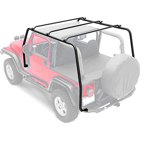 ECOTRIC Textured Black Upper Top Roof Rack for 1997-2006 Jeep Wrangler TJ - Replace for Part # 76713