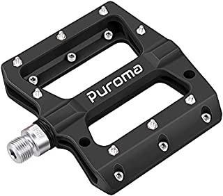 Puroma Mountain Bike Pedal Nylon Fiber Non-Slip 9/16 Inch Bicycle Platform Flat Pedals for Road Mountain BMX MTB Bike (Black)