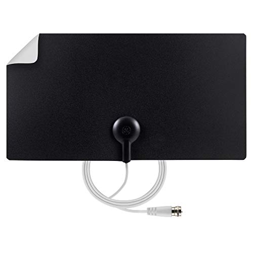 GE Ultra Edge Indoor TV Antenna, Slim Home Decor Reversible Black White, 4K 1080P VHF UHF, Long Range Antenna, Digital, HDTV Antenna, Smart TV Compatible, 6Ft Coaxial Cable, 11264