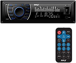 Pyle Bluetooth Marine Receiver Stereo - 12v Single DIN Style Boat In dash Radio Receiver System with Digital LCD, RCA, MP3, USB, SD, AM FM Radio - Remote Control, Wiring Harness - PLRMR27BTB (Black)