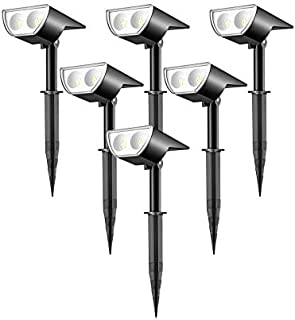 Linkind 12 LEDs Landscape Solar Spotlights, 350LM, 6500K Daylight White, 2-in-1 Outdoor Solar Powered Garden Lights, Dusk-to-Dawn IP67 Waterproof for Garden Yard Patio Driveway Porch, 6-Pack