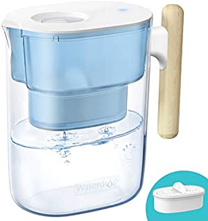 Waterdrop Chubby 10-Cup Water Filter Pitcher with 1 Filter, Long-Lasting (200 gallons), NSF Certified, 5X Times Lifetime Filtration Jug, Reduces Lead, Fluoride, Chlorine and More, BPA Free, Blue