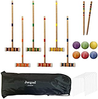 Juegoal Six Player Croquet Set with Drawstring Bag, 28 Inch