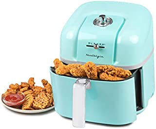 Nostalgia CLAF7AQ Classic Retro 7-Quart Oil-Free Healthy Cooking Air Fryer, Adjustable Temperature, 60-Minute Timer, Perfect For Chicken Tenders, Wings, Fries, Onion Rings, Fruits, Fish, aqua