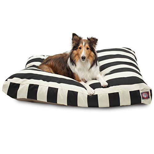 Black Vertical Stripe Large Rectangle Pet Bed