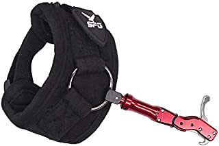 KoolShare Archery Compound Bow Release Aid, Fully Adjustable Wrist Release Deer Skin Wrist Strap with Hardcore Buckle Foldback Design, Comfortable Quick Release for Hunting Shooting, Red