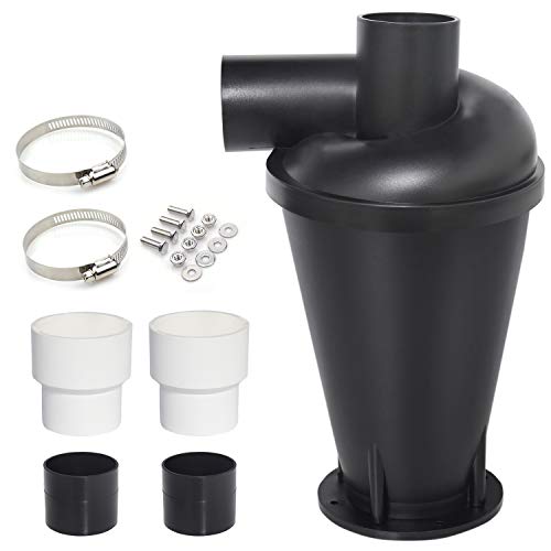 Senneny Dust Collector Cyclone Separator Dust Collection Kit System for Woodworking Shop Vac Workshop (Black)