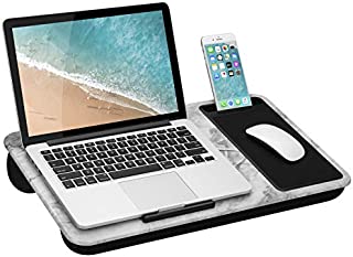 LapGear Home Office Lap Desk with Device Ledge, Mouse Pad, and Phone Holder - White Marble - Fits Up To 15.6 Inch Laptops - style No. 91501