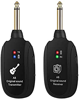 20Hz-20kHz UHF Wireless Guitar Transmitter Receiver Guitar Wireless System Built-in Rechargeable Lithium Battery for Electric Guitar Bass Amplifier