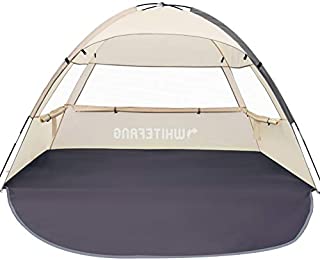 WhiteFang Beach Tent Anti-UV Portable Sun Shade Shelter for 3 Person, Extendable Floor with 3 Ventilating Mesh Windows Plus Carrying Bag, Stakes and Guy Lines (Baby's Breath)