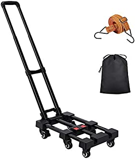 KEDSUM 90&150°Folding Luggage Cart with 100Kg/220 lbs Heavy Duty Capacity, Portable Hand Truck with 6 Solid Construction Wheels,Compact Utility Cart for Shopping, Travel, Auto, Moving and Office Use