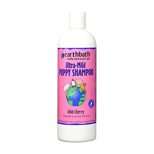 Earthbath Ultra-Mild While Cherry Puppy Shampoo - Tearless & Extra Gentle for Puppies' Sensitive Skin, Aloe Vera, Vitamin E - Give Your Puppy a Brilliant and Quality Shine - 16 fl. oz