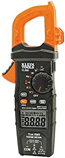 Klein Tools CL800 Electrical Tester, Digital Clamp Meter AC / DC Auto-Ranging 600 Amp Measures Voltage, Resistance, Temp, More