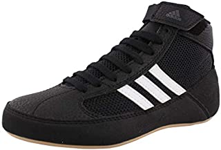 adidas Men's HVC Wrestling Shoe, Black/White/Iron Metallic, 7.5