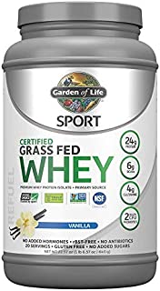 Garden of Life Sport Certified Grass Fed Clean Whey Protein Isolate, Vanilla, 22.57 Ounce