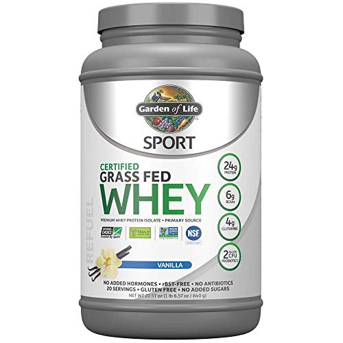 Garden of Life Sport Certified Grass Fed Clean Whey Protein Isolate, Vanilla, 22.57 Ounce