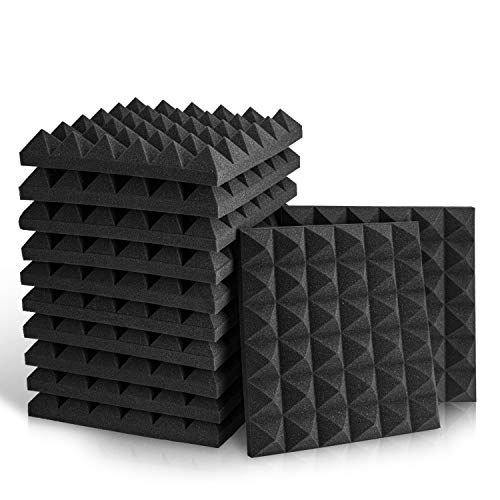 12 Pack Set Acoustic Foam Panels, Studio Wedge Tiles, 2