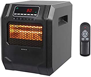 ZOKOP Electric Infrared Quartz Heater - ETL 750W/1500W 4-Element Space Heater With 3 Heat Settings, Remote Control, 12 Hour Timer, Overheat Shut Off Protection, For Home Office Indoor Use, Black