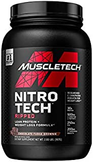 Protein Powder for Weight Loss | MuscleTech Nitro-Tech Ripped | Whey Protein Powder + Weight Loss Formula | Lose Weight | Weight Loss Protein Powder for Women & Men | Chocolate, 2 lb(package may vary)