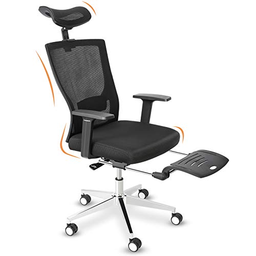 Office Chair, High Back Mesh Desk Chair with 180° Reclining Lumbar Support Armrests Footrest Headrest, Height Adjustable Ergonomic Computer Chair BIFMA Certified (High-Back)