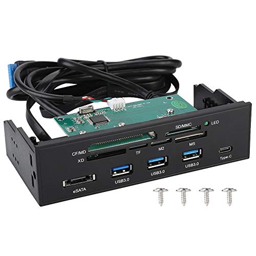 5.25 inches USB 3.1 Front Panel Header,Multifunction Internal Card Reader Dashboard with One USB 3.1 Port, One eSATA Port and 6 Card Slots (M2, MSO, SD, MS, XD, 64G CF)