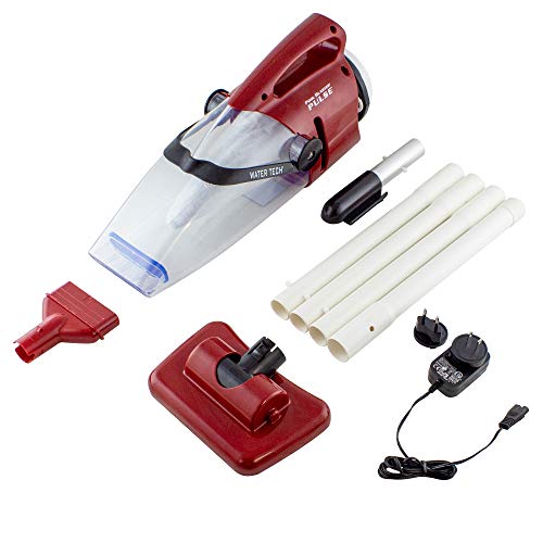 POOL BLASTER Water Tech Pulse Cordless Rechargeable, Battery-Powered, Pool-Cleaner, 7.5 Vacuum Head with Brushes, Ideal for Cleaning Leaves, Dirt and Sand Includes Four Piece Pole Set (45 Length)