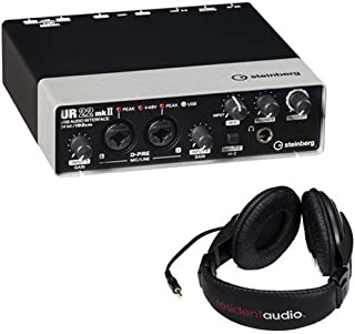 Steinberg UR22mkII USB 2.0 Audio Interface with Dual Microphone Preamps with R100 Stereo Headphones (Black)