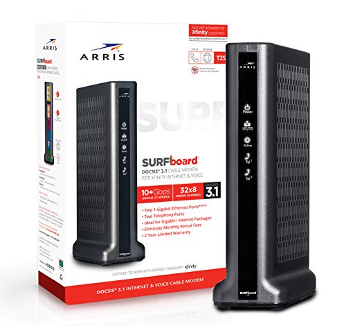 ARRIS SURFboard T25 DOCSIS 3.1 Gigabit Cable Modem, Certified for Xfinity Internet & Voice (black)