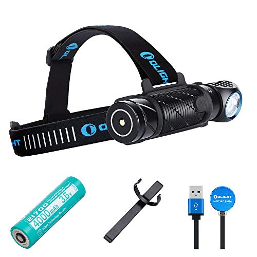 OLIGHT Perun 2 2500 Lumens Ultra-compact Cool White Rechargeable LED, Multi-functional Right Angle MCC Rechargeable Headlamp and Flashlight (Black)