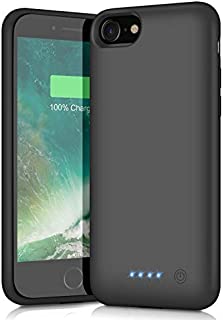 QTshine Battery Case for iPhone 6/6s/7/8, Upgraded [6000mAh] Protective Portable Charging Case Rechargeable Extended Battery Pack for Apple iPhone 6/6s/7/8 (4.7') - Black