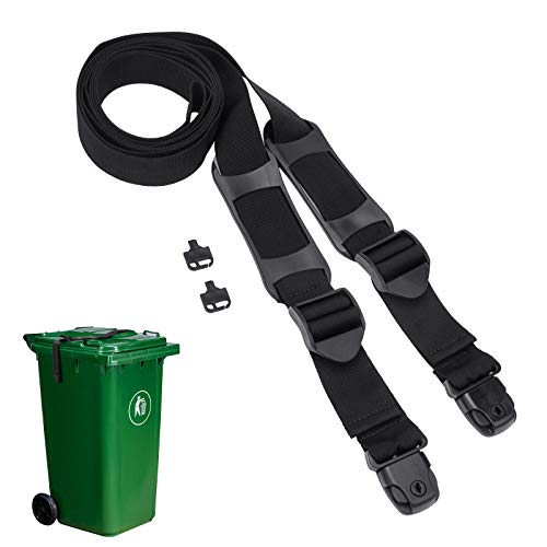 AHIER Bin Strap Garbage Lock, Outdoor Trash Can Lid Strap Garbage Can Security System Strong Quick Shackle 