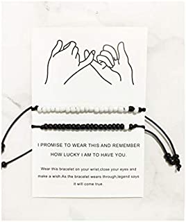 Grey Camle Friendship Bracelet for Best Friends Couple Family Adjustable Waterproof Handmade Cord Relationship Bracelets for 2 (Small beads)