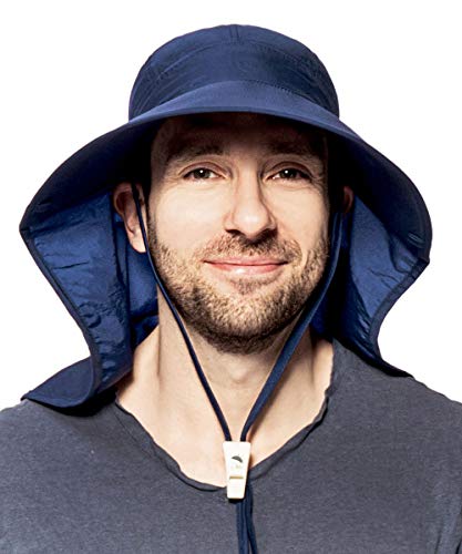 Fishing Hat Sun Protection with Neck Veil - Safari Hat UPF50+ hat for Men and Women (Navy)