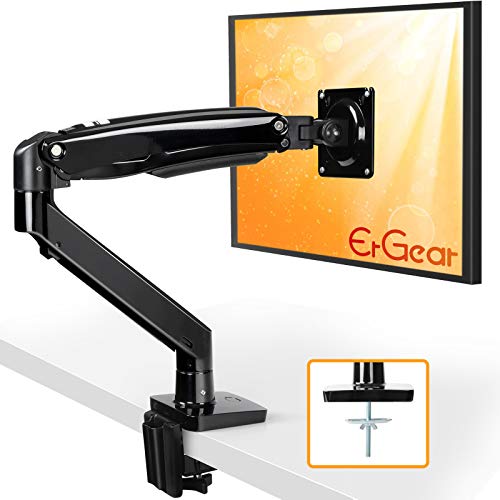 ErGear 22-35 Premium Single Monitor Stand Mount w/USB, Ultrawide Computer Screen Desk Mount w/Full Motion Gas Spring Arm, Height/Tilt/Swivel/Rotation Adjustable, Holds from 6.6lbs to 26.5lbs