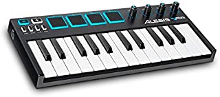 Alesis VMini | Portable 25-Key USB MIDI Keyboard Controller with 4 Backlit Sensitive Pads, 4 Assignable Encoders and Professional Software Suite with ProTools | First Included, MultiColored (V Mini)