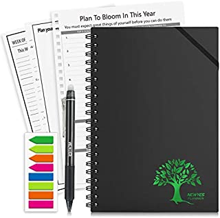 NEWYES Reusable Planner 2021, Undated Planner Academic Yearly/Weekly/Monthly Organizer Planner Smart Notebook with APP Storage, 1 Erasable Pen & 1 Colorful Tabs Included, 8.5