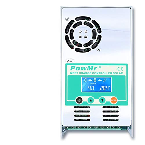 PowMr MPPT Charge Controller 60 amp 48V 36V 24V 12V Auto - Max 190VDC Input LCD Backlight Solar Charge for Vented Sealed Gel NiCd Lithium BatterySoftware Update Version(MPPT-60A)