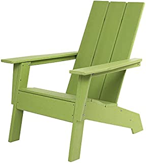 Resin TEAK HDPE Poly Lumber Modern Adirondack Chair | Adult-Size, Weather Resistant for Patio Deck Garden, Backyard & Lawn Furniture | Easy Maintenance | New 2021 (Apple Green)