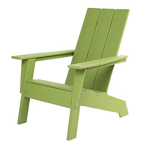 Resin TEAK HDPE Poly Lumber Modern Adirondack Chair | Adult-Size, Weather Resistant for Patio Deck Garden, Backyard & Lawn Furniture | Easy Maintenance | New 2021 (Apple Green)