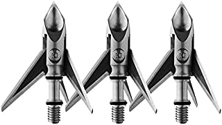 Ramcat Hydroshock Pivoting Broadheads | 3 Pack | 100 Grain Screw-In Cross Bow Hydroshock-X Pivoting Broadhead, Cross Bow Arrow Heads, Bow Hunting Accessories, 0.032, Stainless Steel