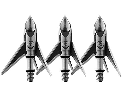 Ramcat Hydroshock Pivoting Broadheads | 3 Pack | 100 Grain Screw-In Cross Bow Hydroshock-X Pivoting Broadhead, Cross Bow Arrow Heads, Bow Hunting Accessories, 0.032, Stainless Steel