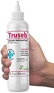 Truseb | #1 Antibacterial, Antiseptic, Antimicrobial and Antifungal Medicated FLUSH for Dogs, Cats and Horses with Chlorhexidine0.2%, Ketoconazole 0.2%. Otic Advanced Veterinary Formula- 100% Satisfy