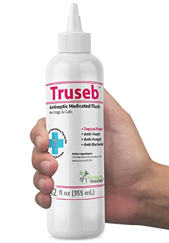 Truseb | #1 Antibacterial, Antiseptic, Antimicrobial and Antifungal Medicated FLUSH for Dogs, Cats and Horses with Chlorhexidine0.2%, Ketoconazole 0.2%. Otic Advanced Veterinary Formula- 100% Satisfy