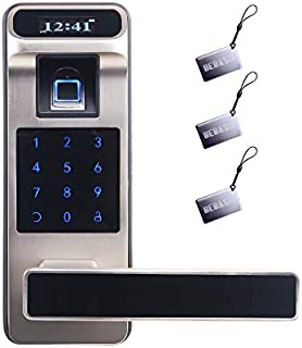 BEBASIA Keyless Entry Door Lock, Smart Door Lock, Keyless Door Lock, Fingerprint Door Lock, Keypad Entry Door Lock, Passcode Door Lock, Digital Door Lock,Biometric Door Lock (Silver)